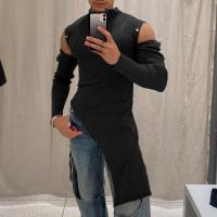 Camiseta INCERUN Para Hombre Con Mangas Largas Y Cuello Alto Estilo Casual Ropa De Calle Irregular Patchwork Camisetas - details 1