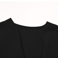 Vestido JIM & NORA 2024 Verano Para Mujer Cintura Alta Elegante Tipo Wrap Cuello En V Midi De Cintura Con Decoración Ruched Estilo Oficina - details 11