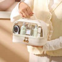 Bolsa De Maquillaje De Cuero Genuino Multi-capas Para Seco Y Humedo Impermeable Bolsa De Viaje Para Cosméticos Y Toallitas Portátil Y Estiloso - details 1