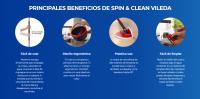 Vileda | Sistema Spin & Clean | Set completo de mopa redonda con cubo escurridor | Cabezal plano con articulación de 360° | Mopa siempre limpia | Hecho de Microfibra I Fácil de limpiar. - details 2