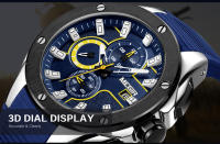 Reloj De Pulsera Militar Deportivo Para Hombre MEGIR Marca Top Resistente Al Agua Con Correa De Silicona Azul Y Calendario Automático Movimiento De Cuarzo - details 7