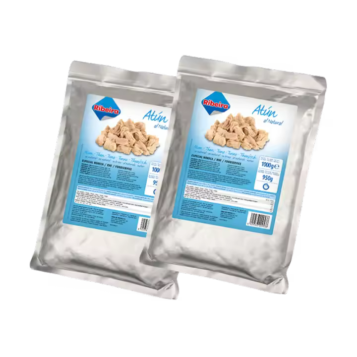 PACK de 2 - Ribeira - Atún Listado al Natural 1.000 g - Alimentación proteica - 1