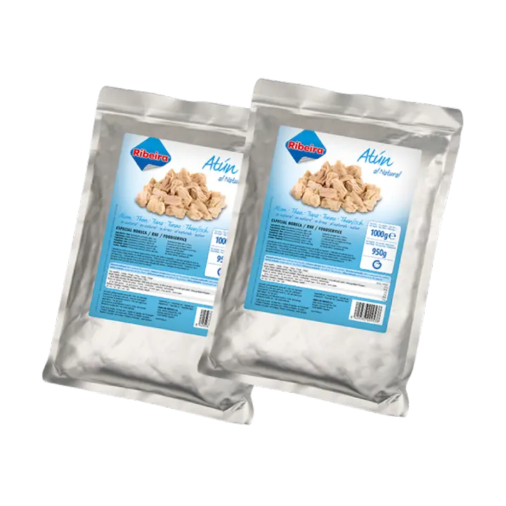 PACK de 2 - Ribeira - Atún Listado al Natural 1.000 g - Alimentación proteica - 1