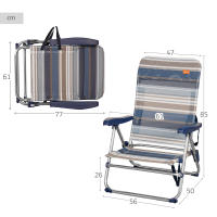 Silla playa plegable baja 5 posiciones a rayas azules y grises Aktive - details 3