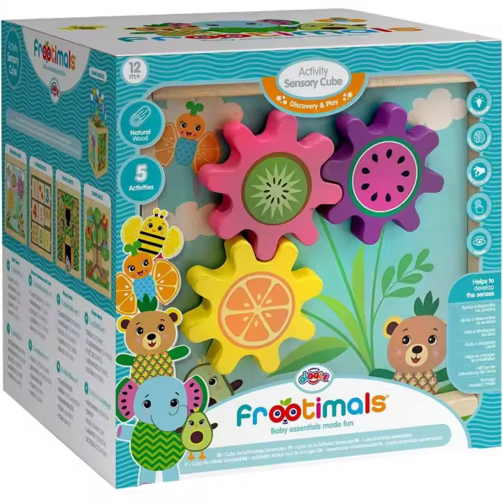 Cubo de actividades sensoriales de madera de los Frootimals FT00031 - 1