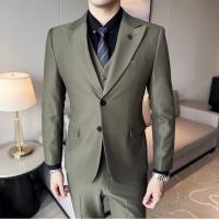 Traje De Lujo Para Hombre 3 Piezas (Chaqueta + Chaleco + Pantalones) Estilo Slim Fit Para Bodas Y Fiestas Formales - details 2