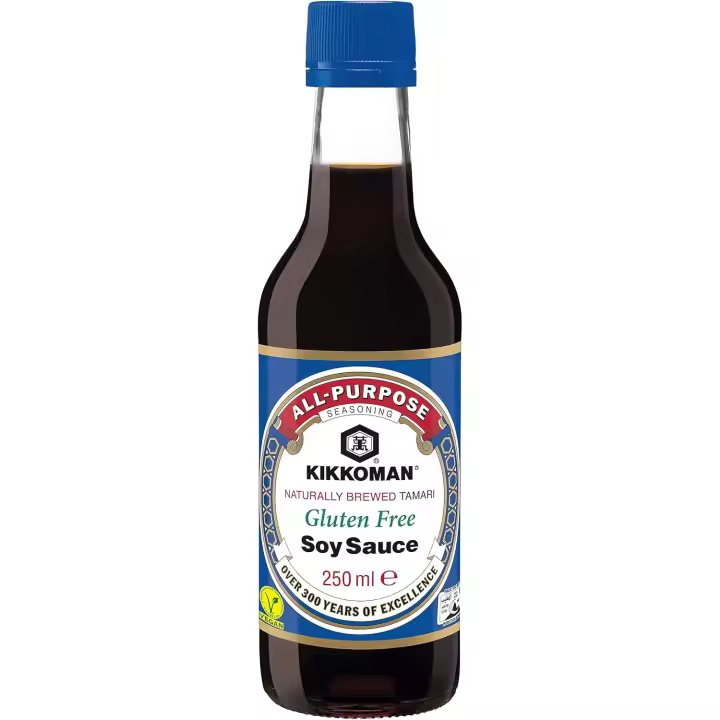 Salsa de Soja Sin Gluten Kikkoman 250ml - Tamari Fermentación Natural - Certificado Halal - Vegano - 1