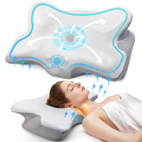 Almohada Ortopédica Pulatree Para Dolor De Cuello Y Hombros Sin Olor Espuma De Memoria Almohada Ergonómica Para Dormir Cervical De Poliéster Y Algodón - details 0