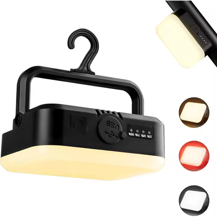 Lámpara de camping LED con USB recargable, portátil, impermeable, indoor de camping con 5 Modos de Luz Para senderismo, Exterior, Cortes de Energía, emergencia - 1