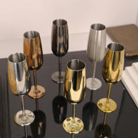 Vaso De Champán De Acero Inoxidable 304 260ml Pack De 2/4 Para Restaurante KTV Y Salón Creativo Lujo Europeo Vaso Largo Para Vino - details 1