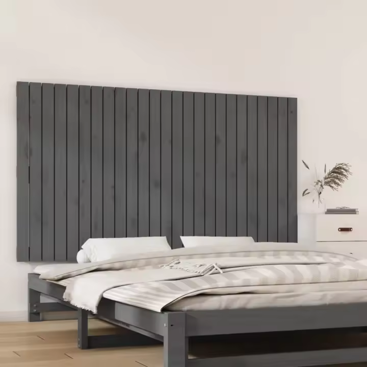 vidaXL Cabecero de cama de pared madera maciza pino gris 159,5x3x90 cm - 1