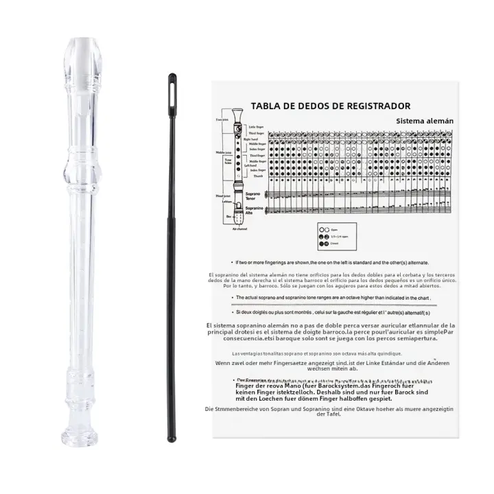Flauta Larga De Plástico Con 8 Agujeros G Para Principiantes Instrumento Musical Recorder Flauta De Madera Regalo Para Niños Con Palillo De Limpieza - 1