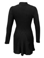 Vestido De Mujer Ajustado Con Cuello Alto Mitad A-line Falda Larga Manga Completa Rayas Vestido De Oficina Lady Cintura Empírica - details 11