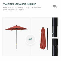Outsunny Sombrilla Ø 196 cm, con función plegable, Sombrilla hexagonal para Balcón Sombrilla de Playa Sombrilla de prueba de Viento somento Brilla de Mercado Sombrilla de manivela Sombrilla de Playa Balcón Jardín Sombrilla de Protección - details 4