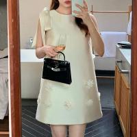 Vestido Mini Elegante Sin Mangas Para Mujer ZANZEA Estilo Coreano Con Decoración De Flor Y Lazo Cuello Redondo Vintage Para Fiesta De Vacaciones Otoño 2024 Polyester - details 1