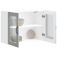 vidaXL Armario pared cocina puerta cristal Lucca blanca alto brillo en color Blanco brillante/Marrón roble/Blanco y más | almacenamiento funcional diseño moderno para baño dormitorio sala - details 3