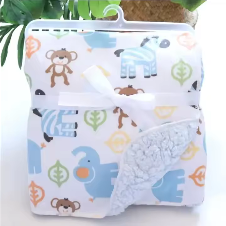 Manta bebé doble capa super suave de poliéster para niños y niños envoltura swaddle de sobres ropa de cama - 1