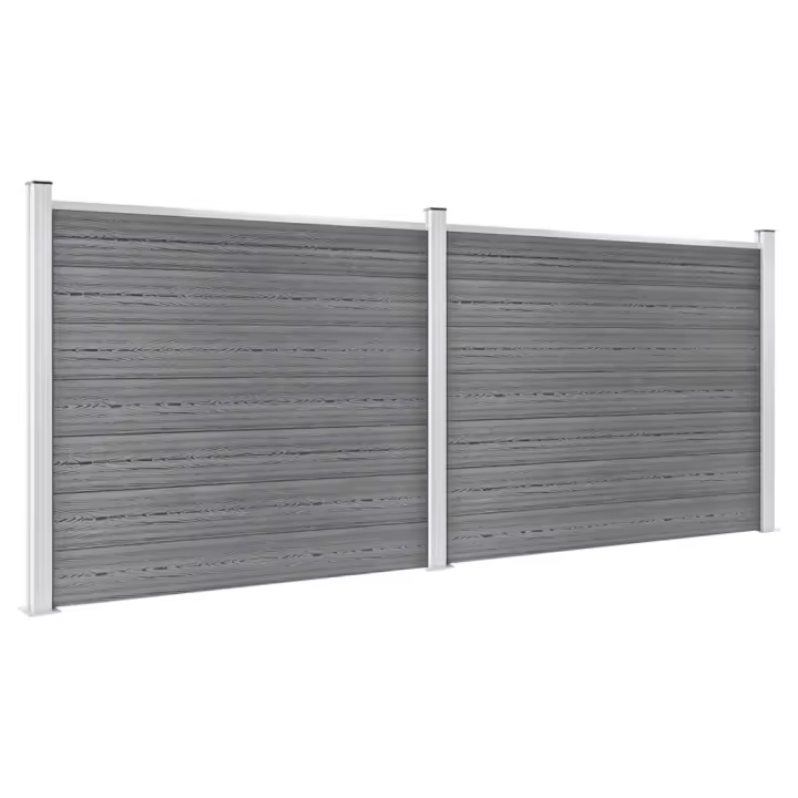 vidaXL Set de panel de valla WPC gris 353x146 cm - 1