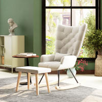 Silla mecedora con taburete, Reclinable con codos, 66x96x101 cm, Tapizado, Estilo Contemporáneo, Salón, 66x96x101 cm - details 1