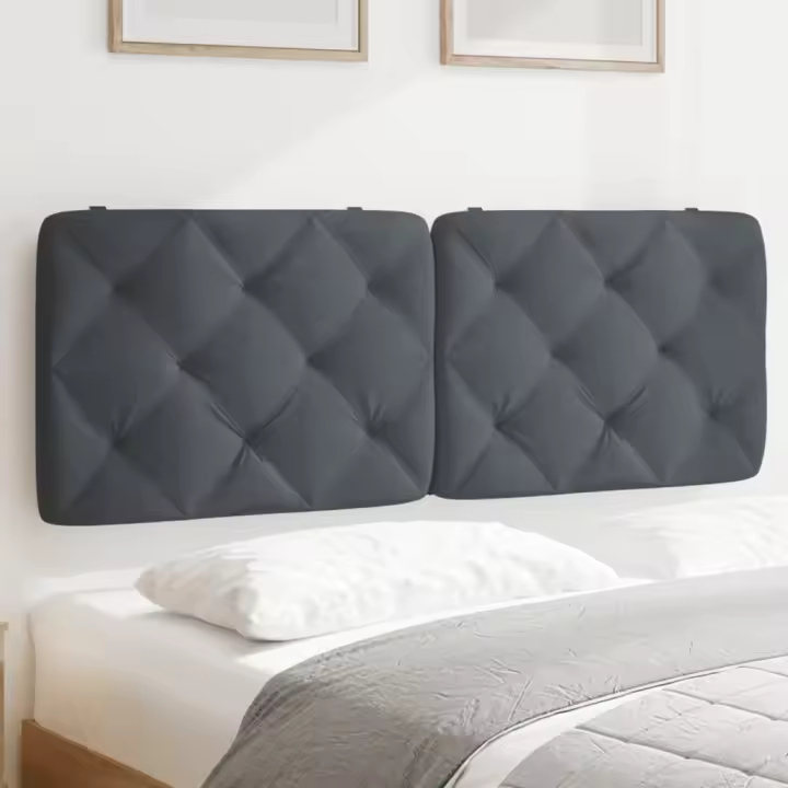 Cabecero de cama acolchado terciopelo gris oscuro 140 cm - 1
