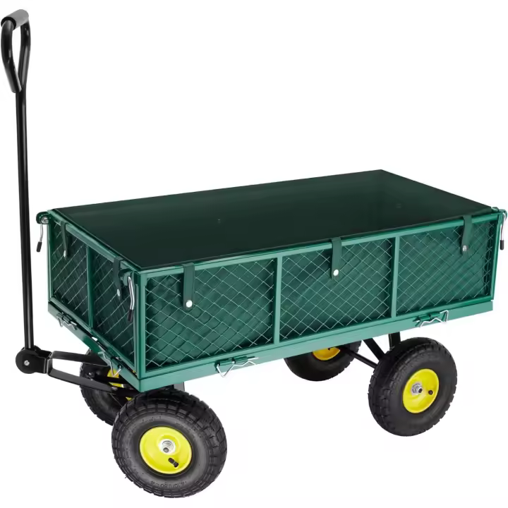 Carro de Mano Plegable XXL - Carro Jardín con Lona Extraíble, Carretilla de Carga con Ruedas, Carrito Transporte Playa, Carrito Playa o Jardin, Carretilla Plegable - Verde - 1