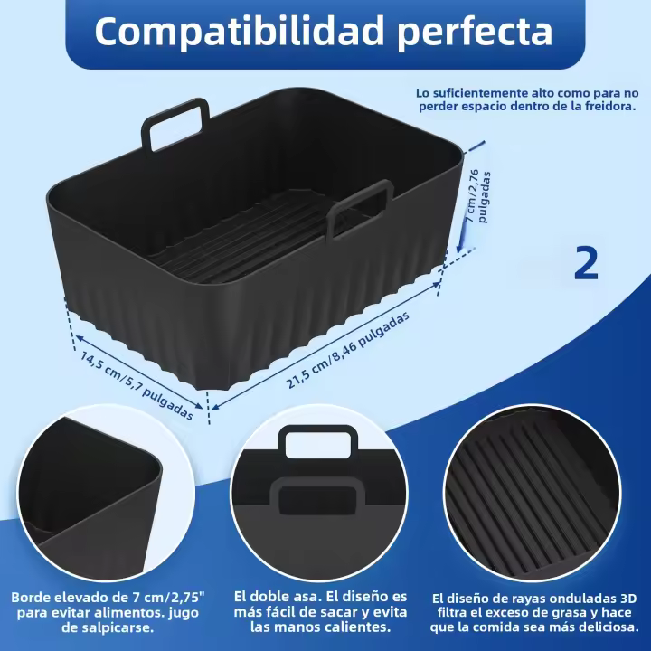 Almohadilla De Silicona Para Horno Y Air Fryer 4/2pc Bandeja De Hornear Antiadherente Para Pollo Frito Pizza Y Verduras Lavandería De Frutas - 1