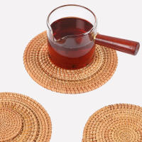 Mantelera Redonda De Rotura Hecha a Mano En Rattan Para Cocina Y Ceremonia Del Té Accesorios De Cocina Aislantes De Alta Calidad - details 5