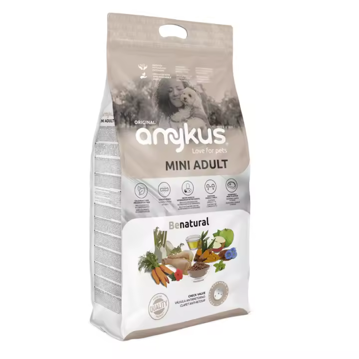 Amykus Mini Adult - Pienso para Perros Adultos de razas Pequeñas, de Pollo y Pavo 3 kg - 1