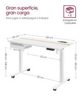 Escritorio eléctrico ajustable en altura, 60x120 cm, ajuste continuo, con 4 memorias de altura, toma de enchufe, usb integrado, disponible en blanco, marrón rústico y roble - details 5