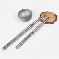 Ultralight Pure Titanium Chopsticks Vacíos Para Exteriores Utensilios De Mesa Para Camping No Desechables Material De Titanio - details 2