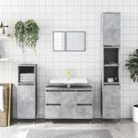 vidaXL Mueble de baño madera de ingeniería 80x33x60 cm en color Roble Sonoma/Madera antigua/Blanco brillante y más | almacenamiento funcional diseño moderno para baño dormitorio sala - details 5