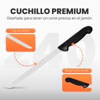 RELAXTY | Soporte para Jamón Basculante y Giratorio con Accesorios | Base de Bambú + Cuchillo y Afilador - details 2