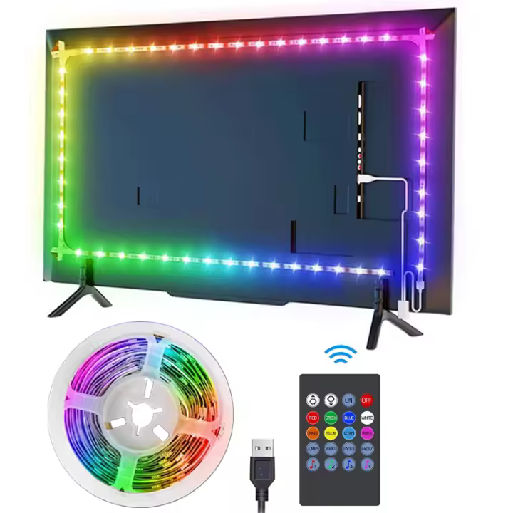 Tira De Luces LED RGB USB Para TV Miroir PC Sincronización De Música Potencia 5V Adecuada Para TV De 15-80 Pulgadas - 1