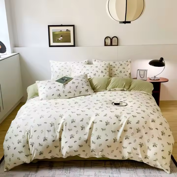 Juego de Funda Nórdica 4 Piezas-Ropa de Cama Algodón Lavado con Jacquard Elegante-Tacto Extra Suave, Varios Tamaño Disponible - 1