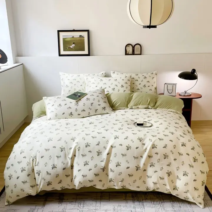 Juego de Funda Nórdica 4 Piezas-Ropa de Cama Algodón Lavado con Jacquard Elegante-Tacto Extra Suave, Varios Tamaño Disponible - 1