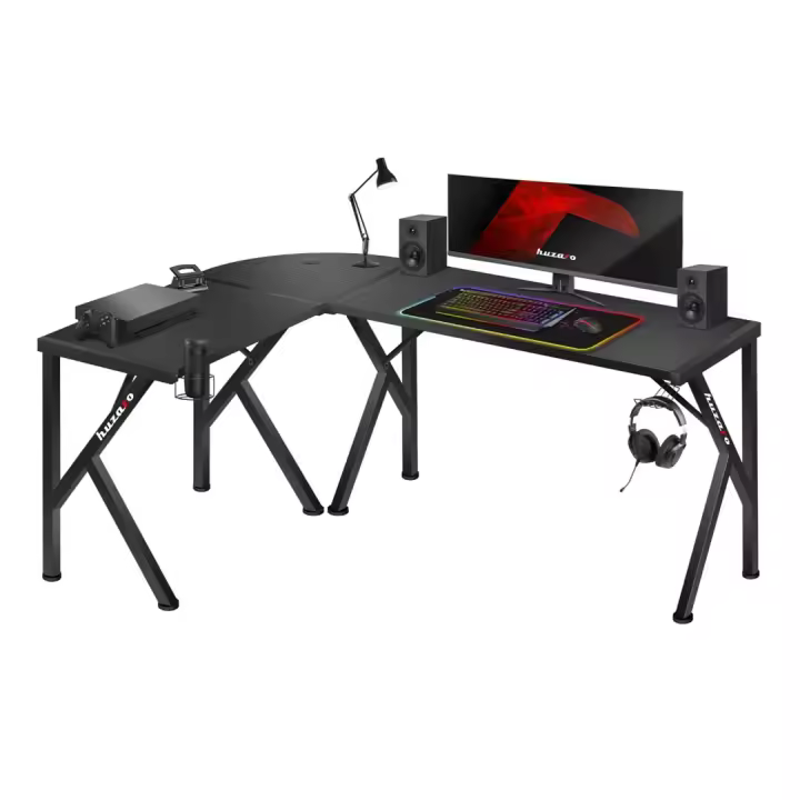 Escritorio Gaming Huzaro Hero 6.3 - Negro | Fibra de Carbono | Gestión de Cables - 1