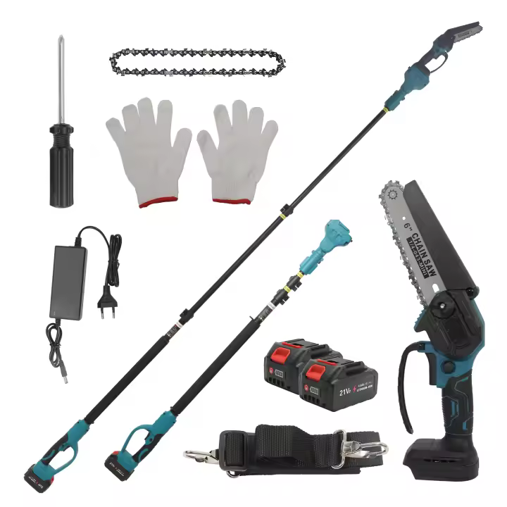 2.5M/6 Pulgadas Mini Motosierra Sin Cable, 2 en 1 Brushless Motosierra Pertiga Electrica con 2x4,0Ah Batería, 800W Motosierra Telescópica - 1