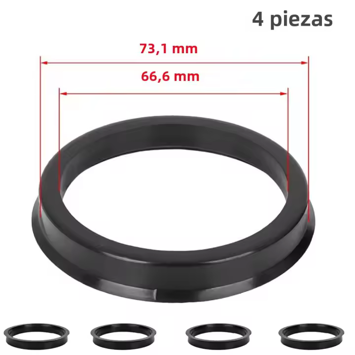 Anillos Centrales Para Ruedas De Coche 4pcs Ajuste De Bore Plástico Negro 73.1-57.1 66.6-57.1 73.1-60.1 73.1-66.6 67.1-60.1 73.1-56.1 73.1-54.1 - 1