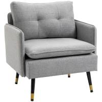 HOMCOM Butaca de Salón Sillón Relax con Reposabrazos Asiento Acolchado y Patas de Acero Sofá Individual de Moderno para Dormitorio 76x68x80 cm Azul Oscuro - details 0