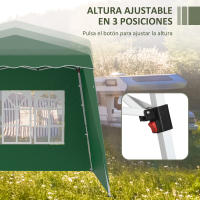 Outsunny Carpa Plegable con 2 Paredes Laterales 2,89x2,89 m Cenador Pabellón de Jardín con Altura Ajustable y Bolsa de Transporte Protección UV50+ para Exterior Patio - details 5