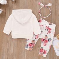 Conjunto De Ropa Para Bebé Niña De 0 a 18 Meses Con Capucha Estampado De Flores Top De Manga Larga + Pantalones + Diadema Con Lazo Moda Otoño - details 5