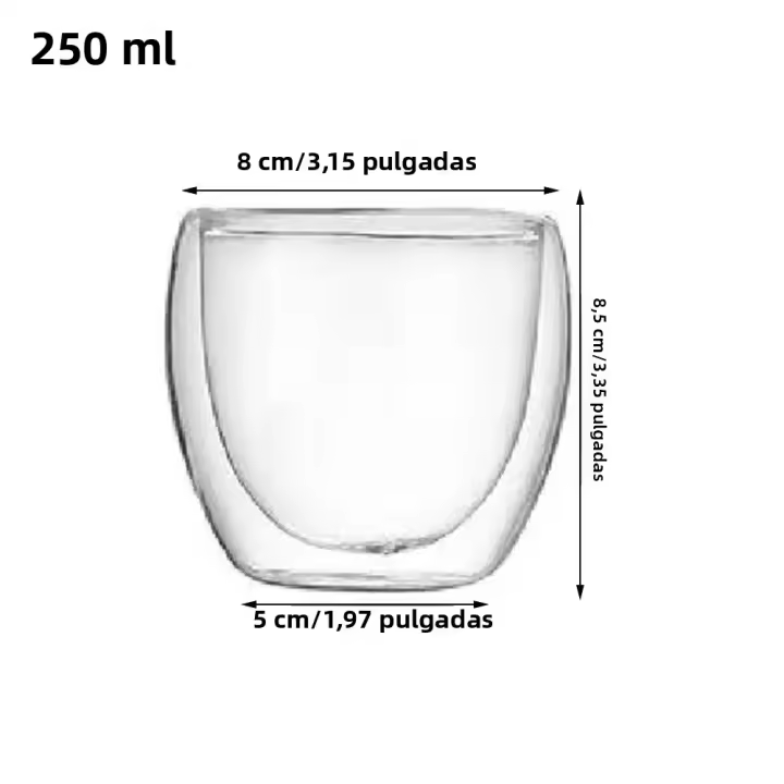 Taza Aislada De Vidrio Doble Capa Para Café Té Vino Cerveza Leche 150/250/350/450ml Resistente Al Calor Y Frío Uso Doméstico - 1