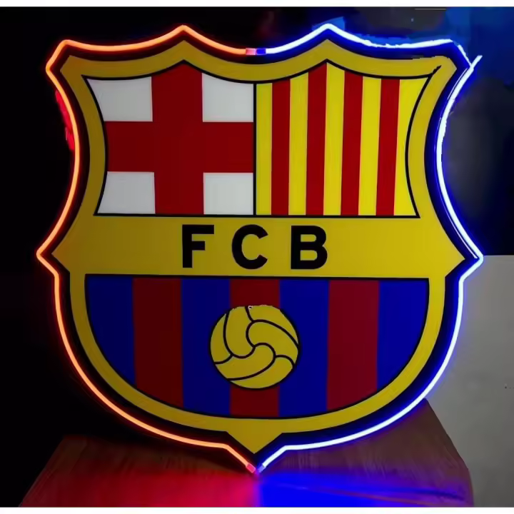Lámpara LED Decorativa Barcelona, Escudo Iluminado con Luz Neón, Azul y Rojo - 1