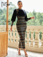 Vestido Largo De Noche Vintage Negro De Veludo Con Aros Y Manga Larga Para Mujer Missord Vestido De Fiesta De Bodycon Para Bodas Y Premiaciones - details 6