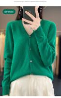 Suéter De Punto De Lana Merino 100% Para Mujer Cuello V Otoño Invierno Estilo Coreano Versátil Moda Oficina Regular Cierre Único Manga Larga - details 18