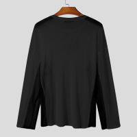 Camiseta De Hombre Con Parches De Malla Manga Larga Estilo Casual Streetwear Translúcida Suéter De Moda INCERUN - details 11