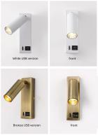 Lámpara De Pared LED Rotativa 3W 85-265V Con Interruptor USB Negra Y Blanca Bronce Para Dormitorio Lámpara Creativa De Banda - details 9