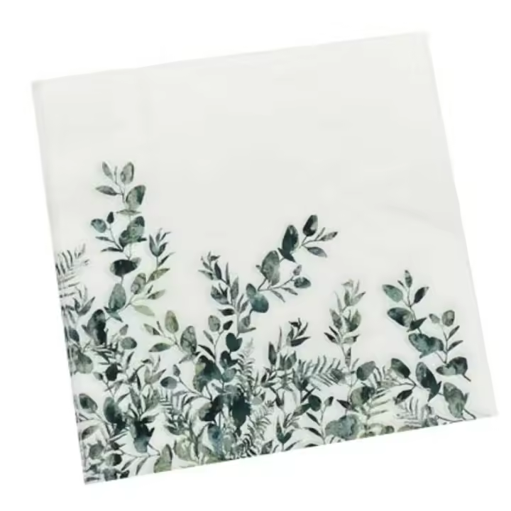 Toallas De Papel Descartables Impresas En Color Hoja Verde Para Decoración De Restaurante Occidental 33x33cm 2 Capas Virgen 20 Piezas Por Paquete - 1