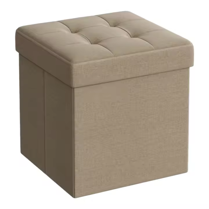 Puff Storage, Folding Storage Trunk, Footrest Stool, Cube Bench, Supports up to 300 kg, for Living Room, Bedroom, Entrance. Trunk Puff Storage Stool Ottoman Linen Stool Seat Footrest (cajon-001 2190 D7) - 1
