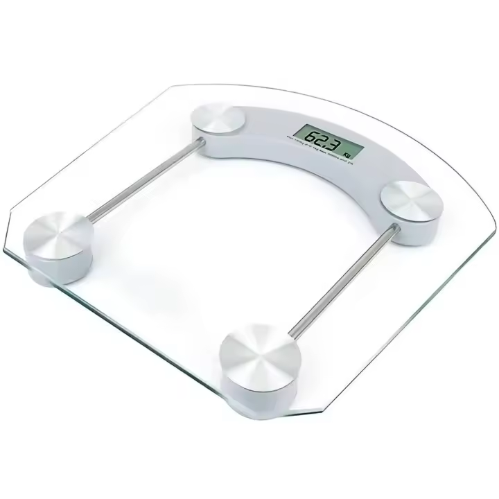 IPSDI Báscula de Baño Digital 2 Opciones de Peso Kg/Lbs Vidrio Templado Pantal LCD Balanza de Peso Corporal Alta Precisión Auto Encendido Auto Apagado Resistencia 180KG - 1